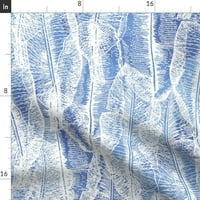 Памучна сатена покривка, 90 квадрат - бананови листа сини вертикални големи растения растения листо изтеглена печат по поръчка на спално бельо с лъжица