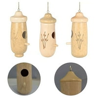 Естествени дървени колибри къщи за външно висящи колибри гнездо