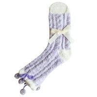 Lovskoo Slipper чорапи за жени с ниско рязане зимни топли печат чорапи плетка топли глезени гамаши чорапи Сладки новост екипаж чорапи многоцветни