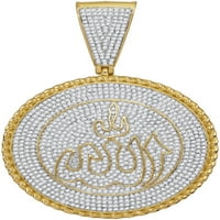 10k жълто злато мъжки кръг диамант Аллах медальон чар висулка 2-