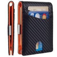 Мутралистичен тънък портфейл за мъже, първокласен кожен портфейл с клип за пари, RFID блокиращ преден джоб стилен портфейл с бифолд