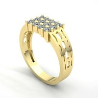 Естествен 1.5CTW Кръгло отрязани диамантени мъжки 3row модерен годишнина годежен пръстен Твърда 18k роза, бяло или жълто злато H Si2