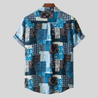Мъжки тениски мъже хавайски късо ръкав плажна риза отпечатани летни ежедневни бутони надолу ризи