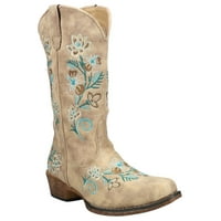 Roper Womens Riley Floral Snip Toe Casual Boots Mid Tadle Low Heel 1-2