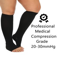 Tancuzo Wide Calf Toeless плюс компресионни чорапи, успокояваща удобна градиентна опора, разширени вени, Hg, черно
