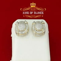 Кралят на жълтия стерлингов сребро на Bling 1,46ct кубичен циркония хип -хоп кръг дами обеци