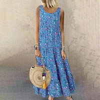 Hvyesh плюс размер лятна макси рокля за жени сладко бельо флорална дълга рокля ежедневно без ръкави плаж бохемски слънчеви рокли в пълен ръст
