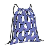 Сладка пингвин лилав раница за теглене за училищно спортен плаж йога Водоустойчива чанта за фитнес за жени мъже