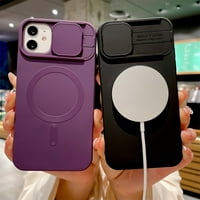 За iPhone Mini, калъф с плъзгащ се протектор на обектива на камерата, съвместим с magsafe, тънък шок-мек капак на калъфа против Scratch, розово