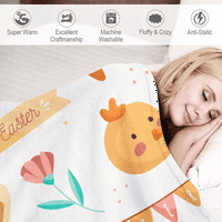 Dicasser Великденско зайче хвърляне на одеяло с калъфка за възглавници топли размити плюшени одеяла за домашен диван, легло, диван, къмпинг и пътуване