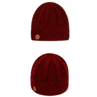 Зимни шапки за жени плътни цветни топли шапки от плесена вълна подгъвана шапка червено