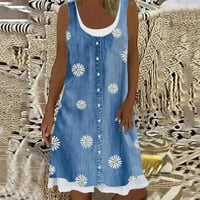 Небрежни рокли за жени Лятна плажна пролетна райета печат сладка рокля без ръкави