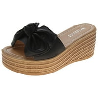 Verpetridure Женска платформа и клин сандали Жени Bowknot Beach Summer Chlippers Платформа наклон на склона плюс обувки с размер