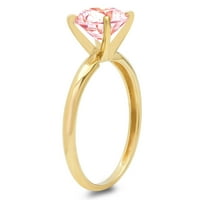 CT Brilliant Round Cut симулиран розов диамант 14k жълто злато пасианс пръстен SZ 6.25