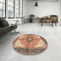 Ahgly Company Machine Pashable Indoor Circation Традиционни кафяви червени килими, 4 'кръг