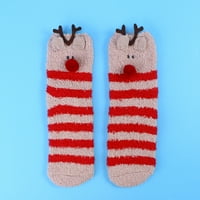 Коледен подарък 3d дизайн пухкав корал дебели топли чорапи за жени кърпа за спящ чорап