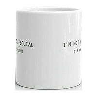 'не съм антисоциален аз съм антидиот забавен новост хумор 11oz бяло керамично стъкло кафе чаша чаша чаша