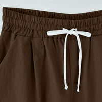 Панталони за жени работят ежедневно лято памук плюс размер високо талия къси панталони Lacing Beach Workout Pocket Five Point Comfy Surshes Biker Shorts Женски панталони