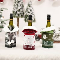 Jiaroswwei fau fur collar Коледа бутилка с вино от сълзи устойчива плетена тъкан Празнична атмосфера с бутилка за вино за ресторант