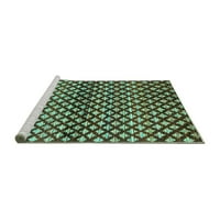 Ahgly Company Machine Wareable Indoor Rectangle Abstract Turquoise Blue Contemporary Area Rugs, 5 '7'
