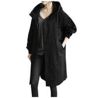 Loopsun зимни палта за жени със солиден цвят бутон джобни отдих с качулка с дълъг ръкав