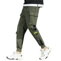 Небрежни панталони за мъже тънък тенденция универсални гащеризони Мъжки туристически панталони с джобове зелен размер m