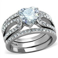 Жени високо полиран пръстен от неръждаема стомана с AAA клас CZ в прозрачен размер 5
