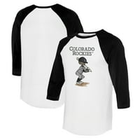 Женски мъничък ряпа бяла черна скали на Колорадо Джеймс 3 4-ръкав тениска Raglan