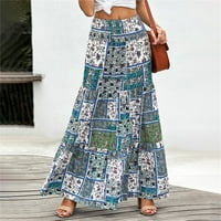 Leey-World Maxi Skirt Женски дребен размер дълъг плисиран пола синьо, xxl