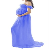 Много вълни от рамо бременна макси рокля без ръкави с дължина на пода майчинство рокля майчинство