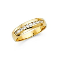 Солидна 14K жълто злато кубичен циркония CZ мъжки мода годишнина с пръстен размер 8.5