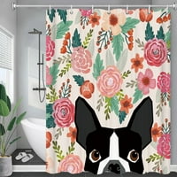 Забавни кучета цветя листа душ завеси за баня с баня, замръзнала водоустойчива полиестер множество размери баня за баня за баня