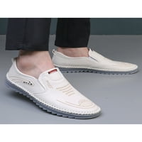 Gomelly Mens Flats Classic Lastual Shoes Comfort Loafers Неплъзгащи се рокли Обувки Сватбена офис Уайт 6