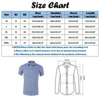 Хунга ризи за мъже мъжки ежедневни карирани риза за печат джоб с къс ръкав запушване на яка риза бутон Официална риза