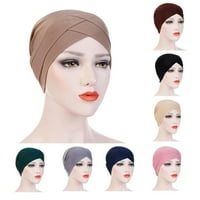 Жени мюсюлмански хиджаб памучна еластична шапка тюрбан глава обвивка химио бандана шалпа q9j7