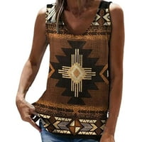 Нов дигитален печат Етнически западен стил Разхлабена тениска без ръкави жени жени върши дамски блузи плюс размер