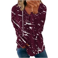 absuyy модни суичъри за жени v-образно пуловер зимен есен теглене ежедневно ивици графични качулки размери на вино xl xl