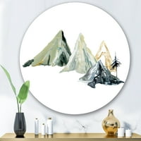 Art DesignArt 'зимен минималистичен тъмносин планински пейзаж i' модерен метален кръг стена изкуство - диск на