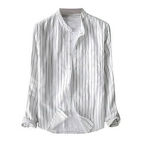 Ауеоео мъжки копче с дълъг ръкав нагоре риза райе памучна бельо риза ежедневно редовно прилепване на ризата блуза