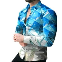 Aueoeo Мъжки пролет и есен моден печат Кардиган с дълъг ръкав блуза разчистване гореща продажба