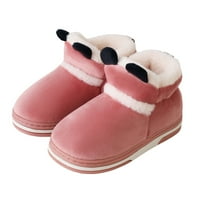 Снежни ботуши за жени дами обувки мода солиден цвят карикатура уши памучни чехли топли плоски къси памучни ботуши Red HxRoolrp