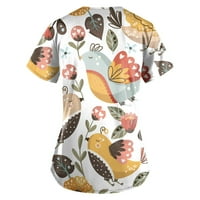 Женски върхове блуза графични щампи с къс ръкав работно облекло дами летни туники върхове v-образни модни бели 4xl