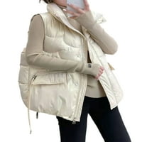 Glonme Winter Thmanlal Puffer Coat for Women Leveveless zip-up яке топла жита жилетка с джобове бяло l