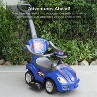Wonderplay Ride on Cars Baby 3-in-Push Car Lestler с подвижни слънчеви козирни LED светлини за деца 3- години малко дете