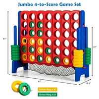 Costway 4-to-резултат Giant Game Set 4-in-A-Row Connect Game W Net Storage за деца и възрастни