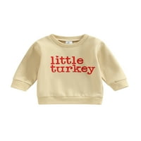 Huakaishijie Toddler Baby Girl Boy Pullovers Суитчър с дълъг ръкав Писмо печат Топс Облекло 1- години