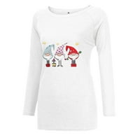 Женски Дядо Коледа отпечатано пуловер с дълъг ръкав пуловер Небрежен топ горещ 8SL4869879