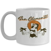 Винтидж луаур сърфист момиче Сан Клементе плаж бял подарък кафе чаша