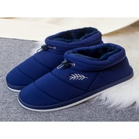 Difumos Unise Slipper Fau Fur Warm Shoes Размити къщи чехли на закрито накрито на открито, неплъзгащи се зимни обувки Небрежно приплъзване на домашни обувки тъмно синьо 10.5-11