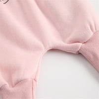 Теглени бебешки дрехи дрехи с дълъг ръкав с печат суичър Топ плътни цветови панталони комплект